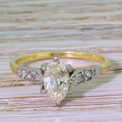 Art Deco 0.77 Carat Old Marquise Cut Diamond Engagement Ring