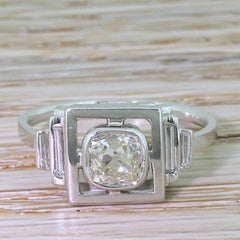 Art Deco 0.90 Carat Old Cut Diamond Solitaire Ring