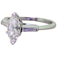 0.95 Carat Marquise Cut Diamond Platinum Engagement Ring