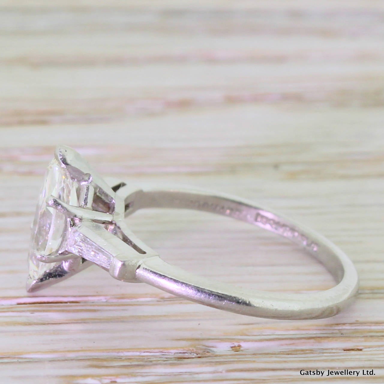 Modern 0.95 Carat Marquise Cut Diamond Platinum Engagement Ring