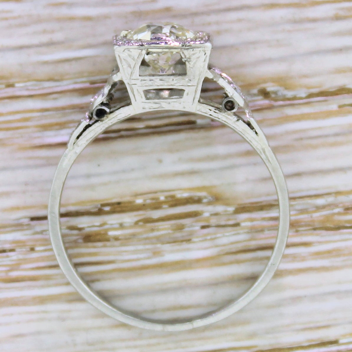 Women's Art Deco 0.85 Carat Old Cut Diamond Platinum Box Set Engagement Ring