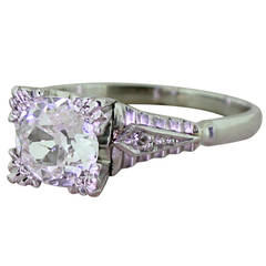 Art Deco 1.15 Carat Old Cut Diamond Platinum Engagement Ring