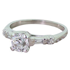 Antique Art Deco 0.97 Carat Old Cut Diamond Engagement Ring
