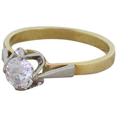 Soviet Old Cut Diamond Gold Platinum Engagement Ring