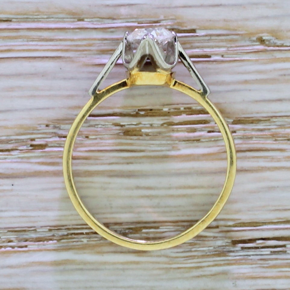 Women's Soviet Old Cut Diamond Gold Platinum Engagement Ring