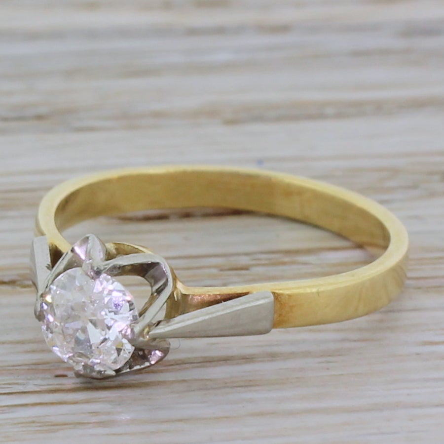 Soviet Old Cut Diamond Gold Platinum Engagement Ring 2