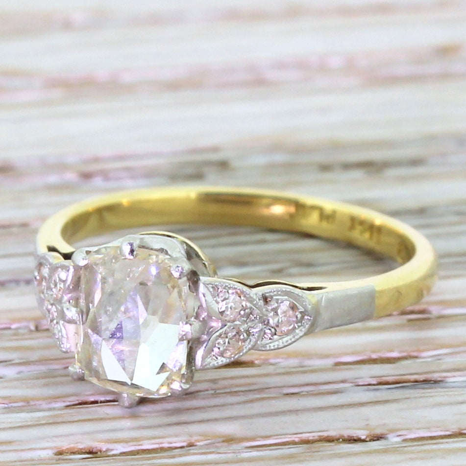 Rose Cut Diamond Gold Platinum Engagement Ring 1