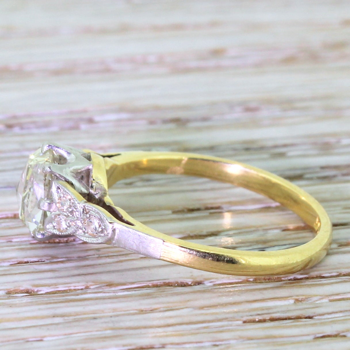 Revival Rose Cut Diamond Gold Platinum Engagement Ring