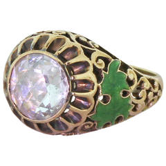 Victorian 1.50 Carat Rose Cut Diamond Gold Foliate Ring