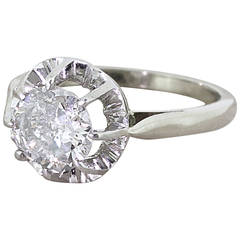 Art Deco 1.23 Carat Old European Cut Diamond Gold Platinum Engagement Ring