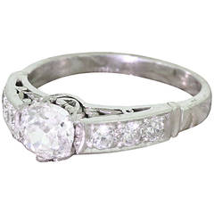 Art Deco Old Cut Diamond Platinum Engagement Ring