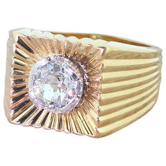 1920 Art Deco 1.27 Carat Old Cut Diamond Gold “Ray” Ring