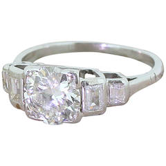 Art Deco 1.17 Carat Old European Cut Diamond Gold Engagement Ring