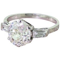 2.50 Carat Old Cushion Cut Diamond Gold Platinum Engagement Ring