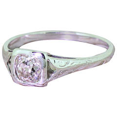 0.50 Carat Old Cushion Cut Diamond Engagement Ring