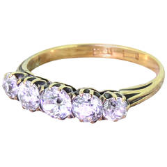 Victorian 1.30 Carat Old Cut Diamond Gold Five Stone Ring