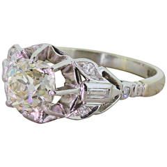 Art Deco 1.43 Carat Old Cut Diamond Engagement Ring