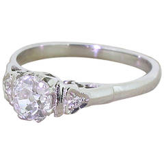 Antique 0.72 Carat Old Cut Diamond Platinum Engagement Ring