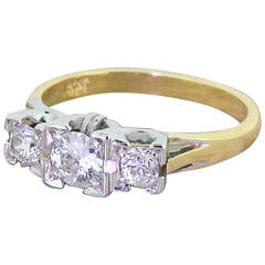Mid 20th Century Old Cut Diamond Gold Trilogy Ring