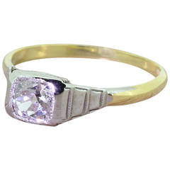 Art Deco Old Cushion Cut Diamond Gold Platinum Engagement Ring