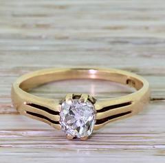 Victorian 0.50 Carat Old Cut Diamond Gold Solitaire Ring