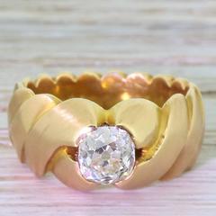 Modernist 1.14 Carat Old Cut Diamond Solitaire Ring