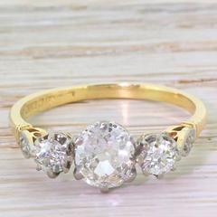 Art Deco Old Cut Diamond gold Trilogy Ring