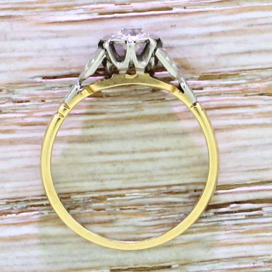 Women's Art Deco 0.45 Carat Old Cut Diamond Engagement Ring For Sale
