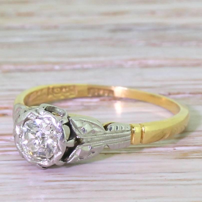 Art Deco 0.45 Carat Old Cut Diamond Engagement Ring For Sale 2