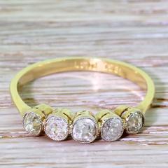 Edwardian 0.75 Carat Old Cut Diamond Five Stone Ring