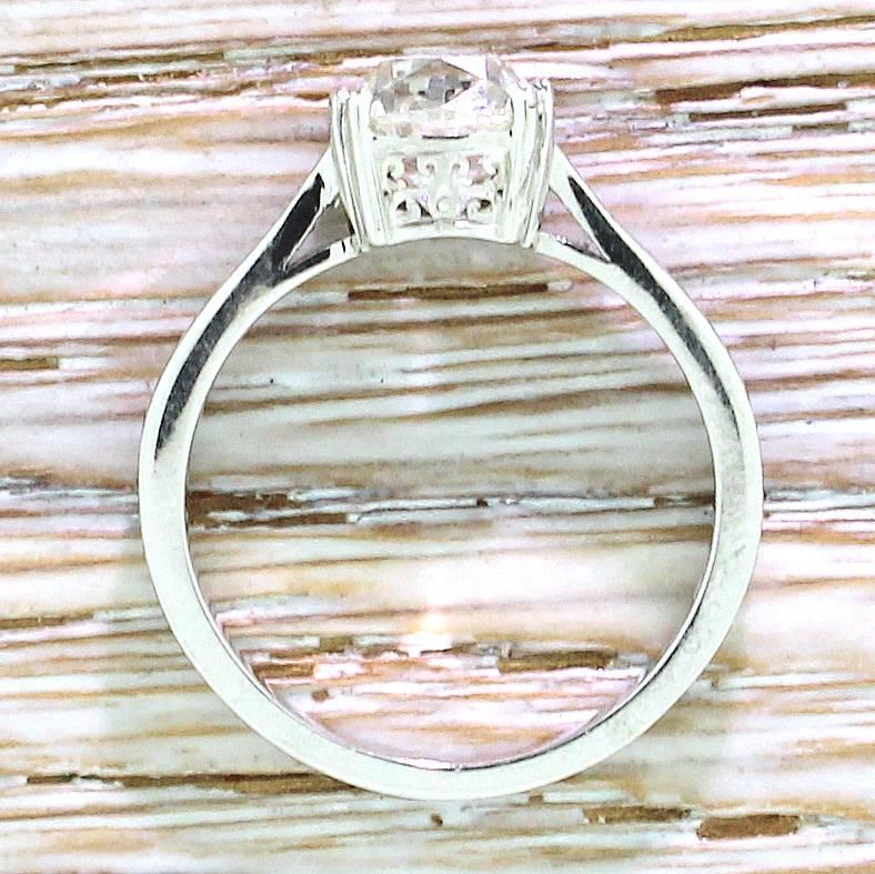 Women's Art Deco 1.72 Carat Old Cut Diamond Engagement Ring, French