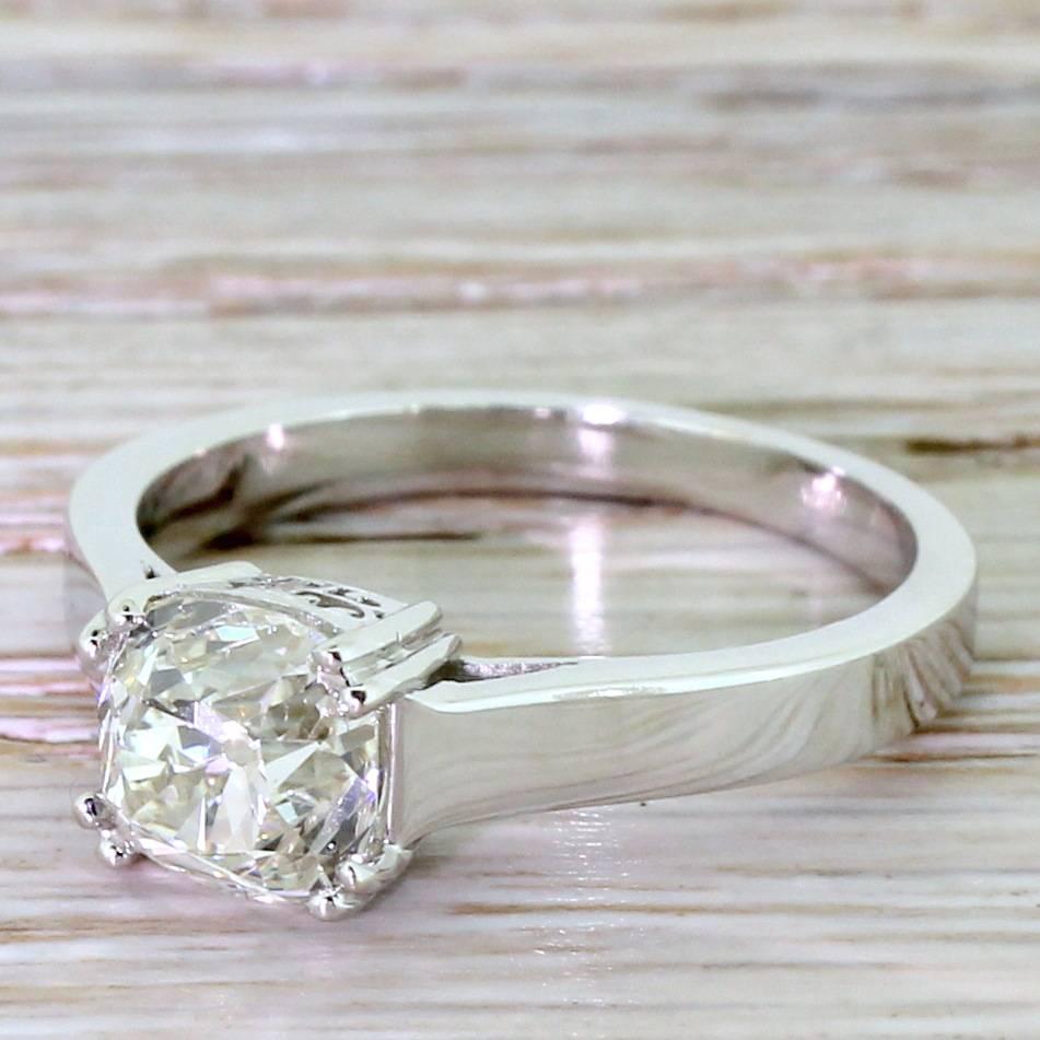 Art Deco 1.72 Carat Old Cut Diamond Engagement Ring, French 2