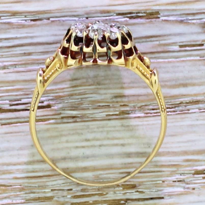 Women's Victorian 0.80 Carat Old Cut Diamond Cluster Ring