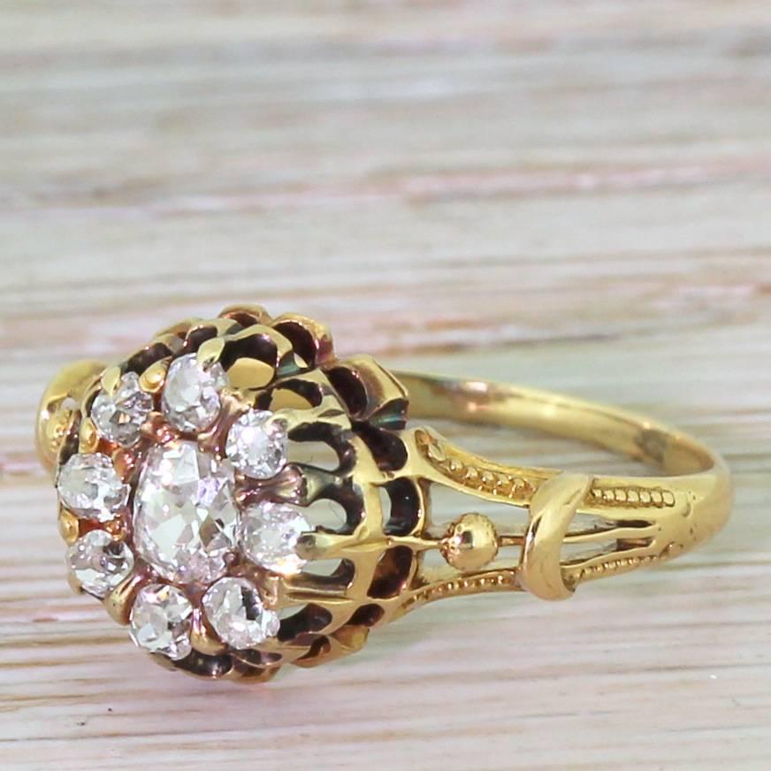 Victorian 0.80 Carat Old Cut Diamond Cluster Ring 2