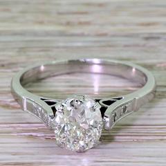 Art Deco 1.45 Carat Old Cut Diamond Engagement Ring