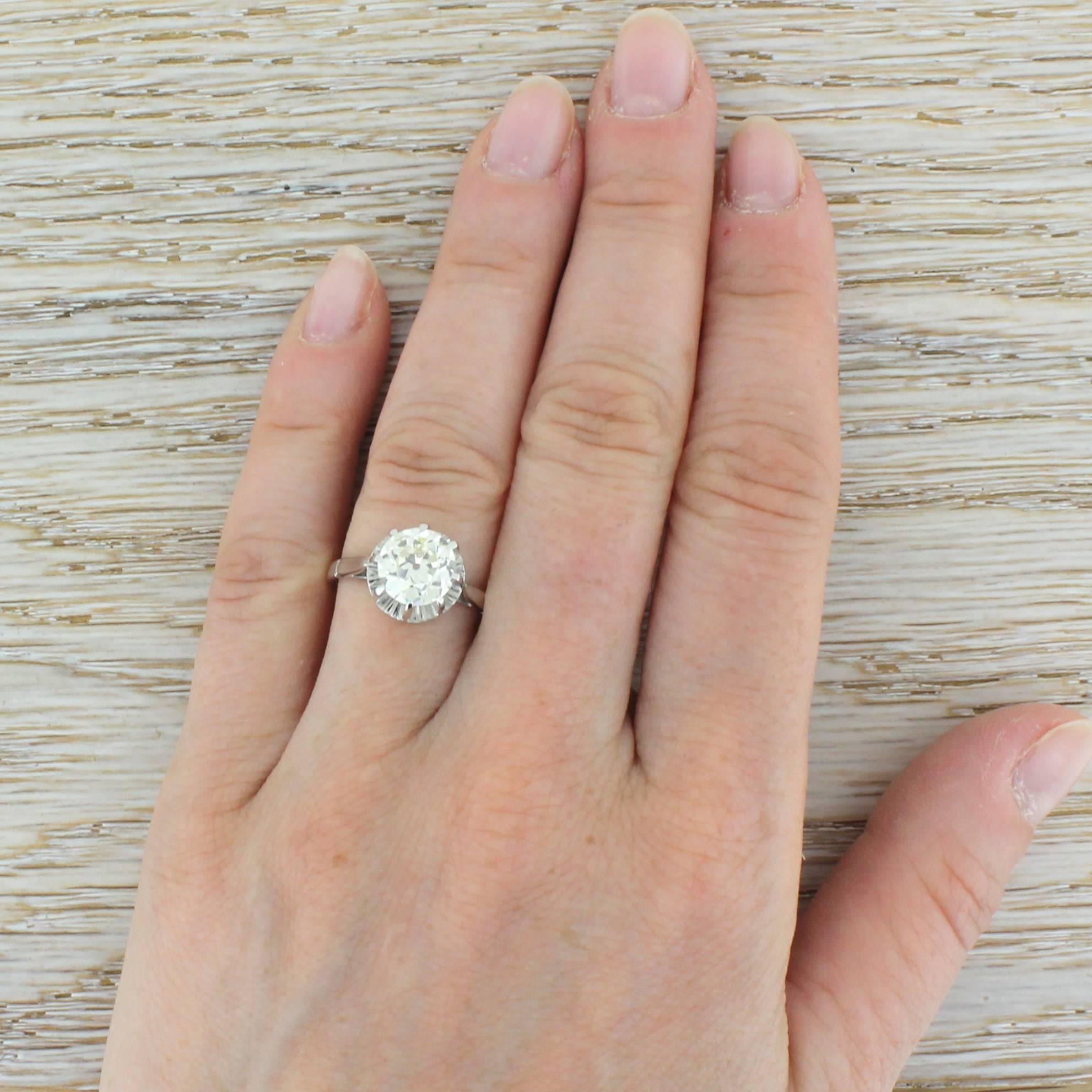 Art Deco 2.00 Carat Old Cut Diamond Gold Platinum Engagement Ring For Sale 1