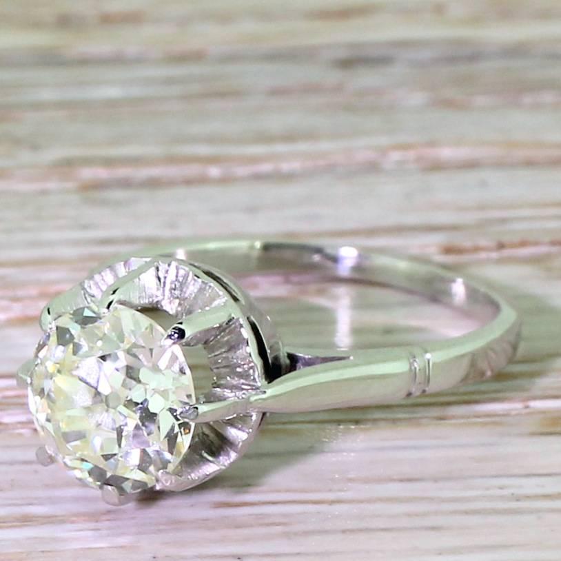Art Deco 2.00 Carat Old Cut Diamond Gold Platinum Engagement Ring For Sale 2