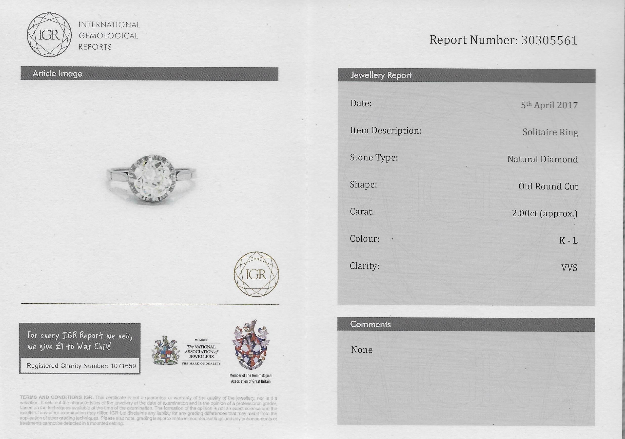 Art Deco 2.00 Carat Old Cut Diamond Gold Platinum Engagement Ring For Sale 3