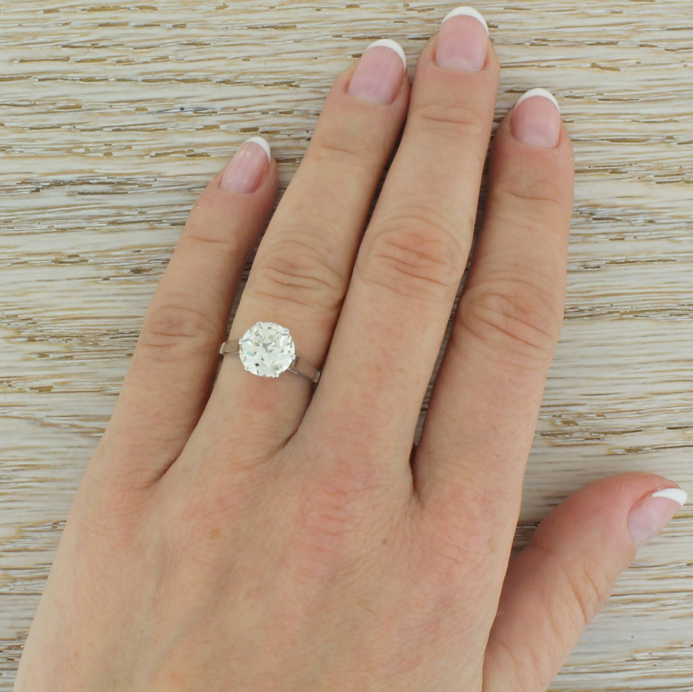 Art Deco 2.31 Carat Old Cut Diamond Platinum Engagement Ring 1