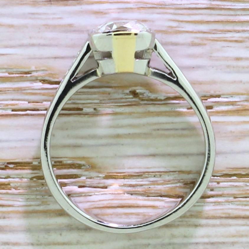 Women's 1.49 Carat Square Shaped Old Cut Diamond Platinum Engagement Ring  For Sale