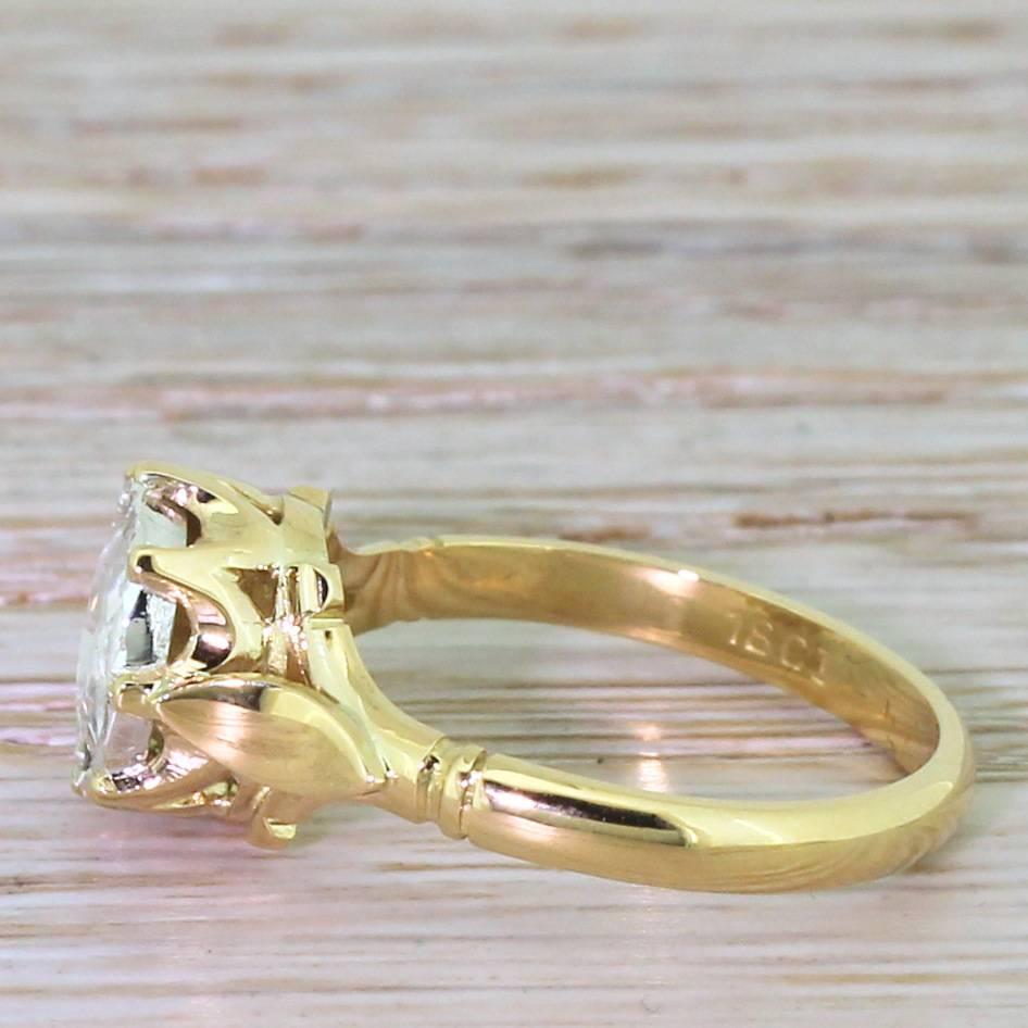 Victorian 0.50 Carat Rose Cut Diamond Silver Gold Solitaire Ring In Excellent Condition In Theydon Bois, Essex