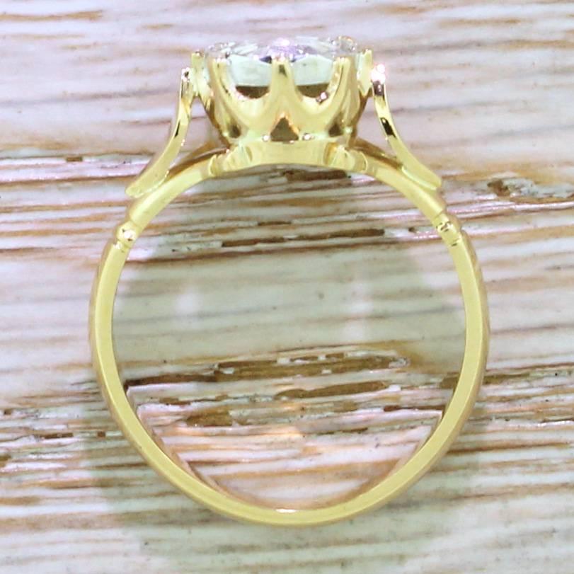 Women's Victorian 0.50 Carat Rose Cut Diamond Silver Gold Solitaire Ring