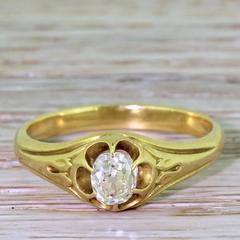 Victorian 0.59 Carat Old Cut Diamond Gold Solitaire Ring