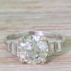 Art Deco 2.14 Carat Old Cut Diamond Platinum Engagement Ring