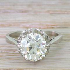 Art Deco 3.23 Carat Old Cut Diamond Platinum Engagement Ring