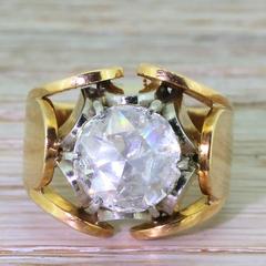 Mid Century 2.06 Carat Rose Cut Diamond “Lotus” Ring