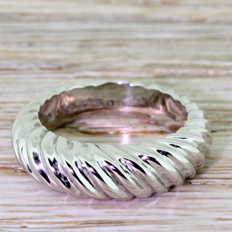 BOUCHERON 18k White Gold Grooved Ring, French, circa 1970 For Sale at ...