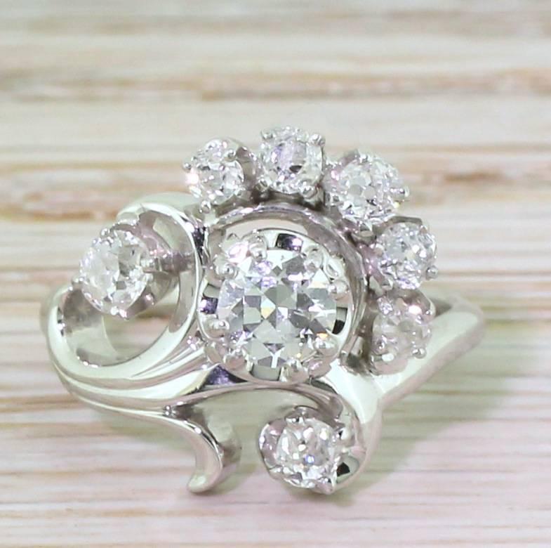 Jabel 1.03 Carat Old Cut Diamond “Flower” Ring 1