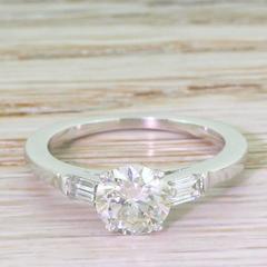 Mid Century 0.95 Carat Transitional Cut Diamond Engagement Ring