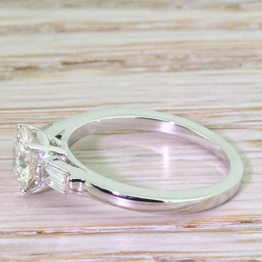 Art Deco Mid Century 0.95 Carat Transitional Cut Diamond Engagement Ring For Sale